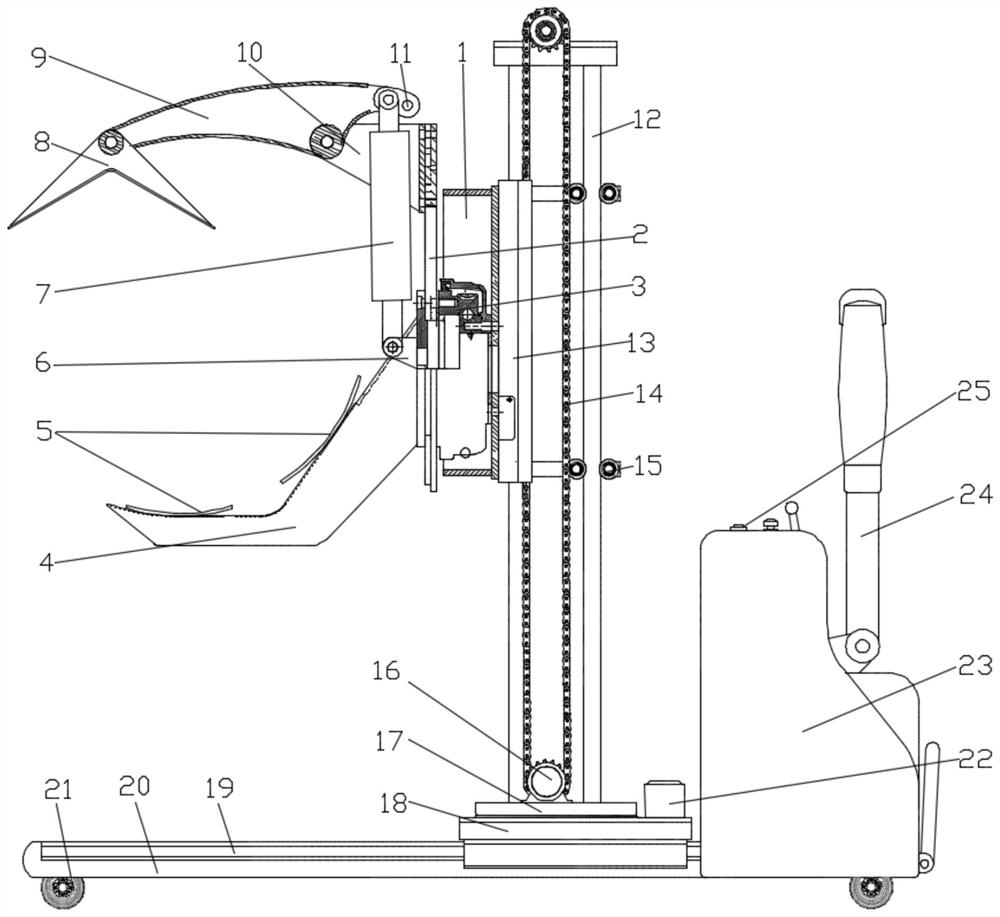 Rotary holding and clamping mechanism and rotary holding and clamping trolley