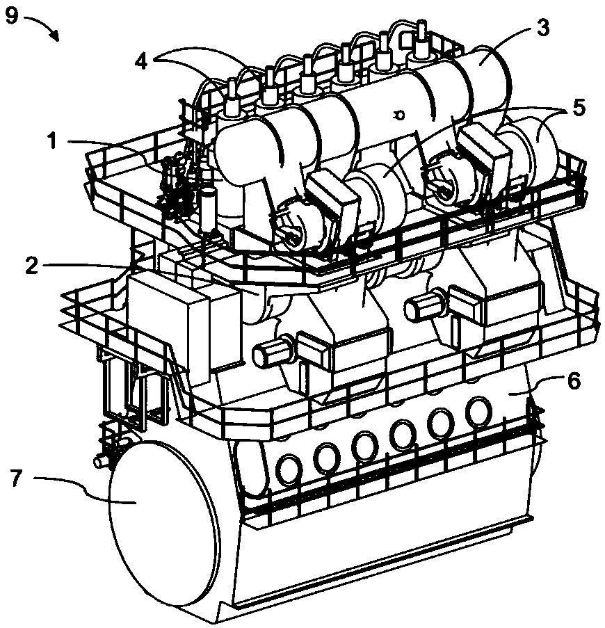 Large two-stroke compression-ignited internal combustion engine with dual fuel systems