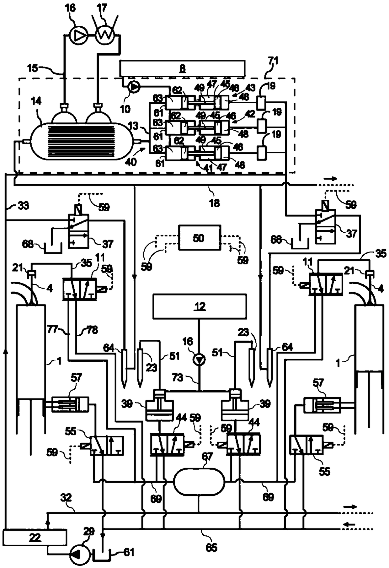 Large two-stroke compression-ignited internal combustion engine with dual fuel systems