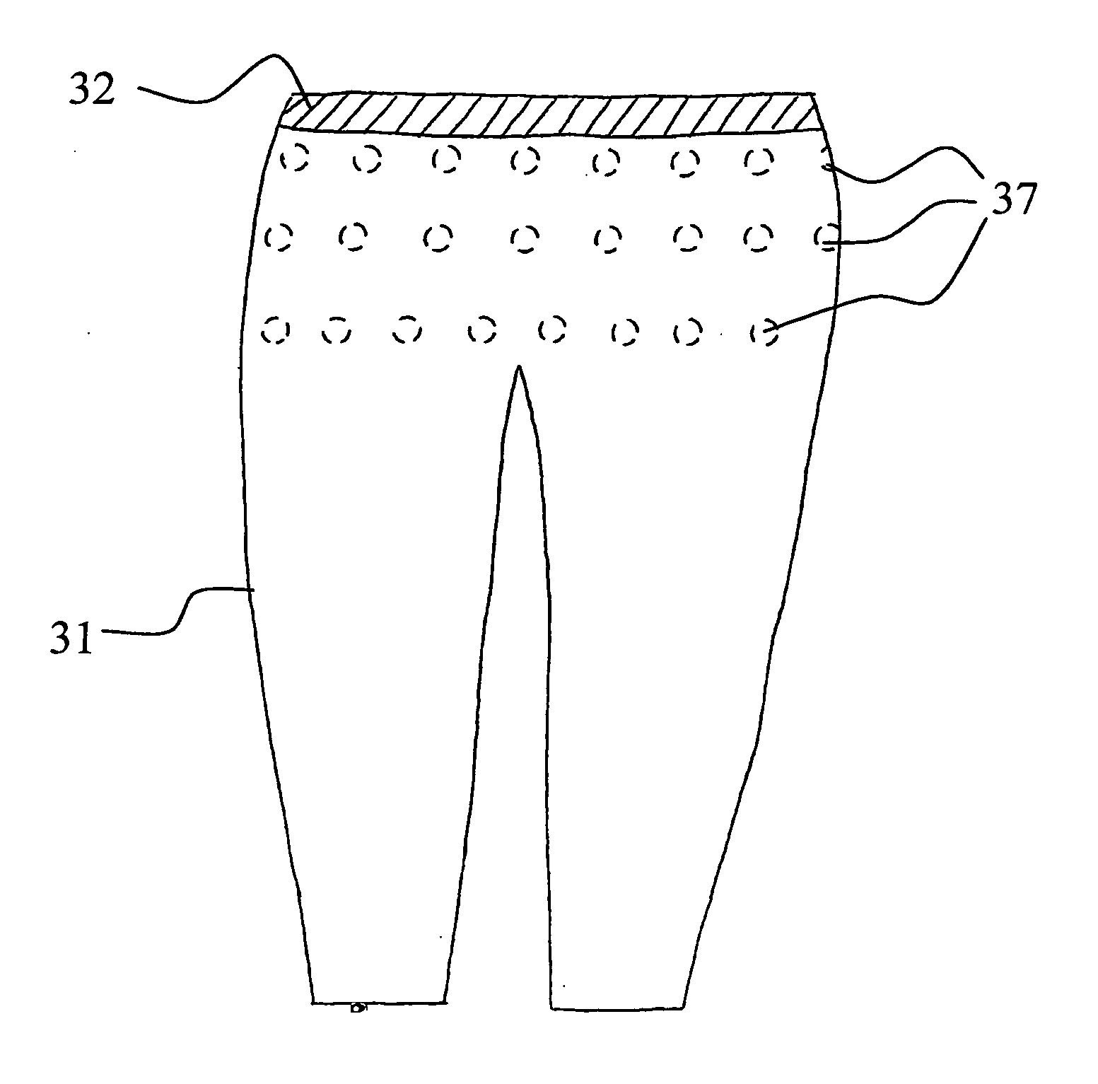 Pants construction stabilized by integral undergarment