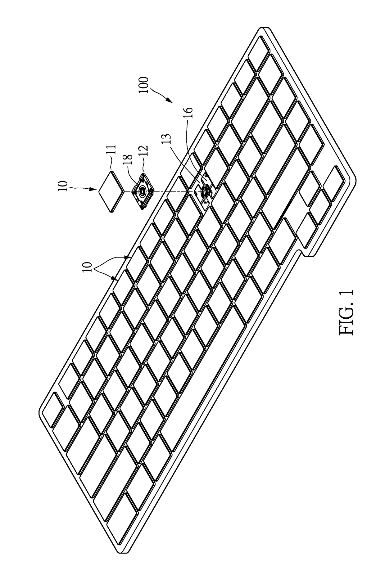 Keyboard, key module, movable switch mechanism and method for manufacturing movable switch mechanism