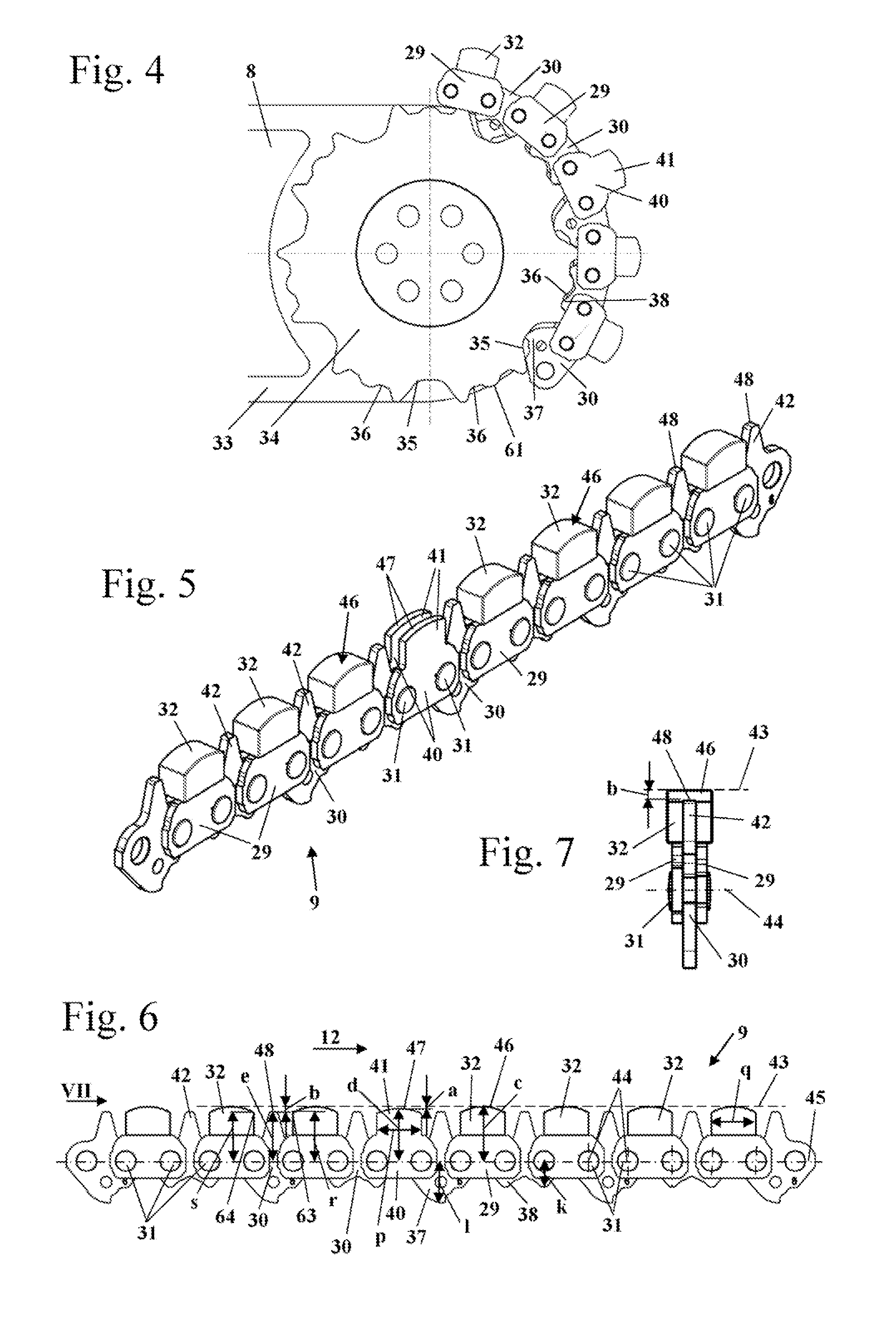 Cutting chain for cutting mineral and metal materials