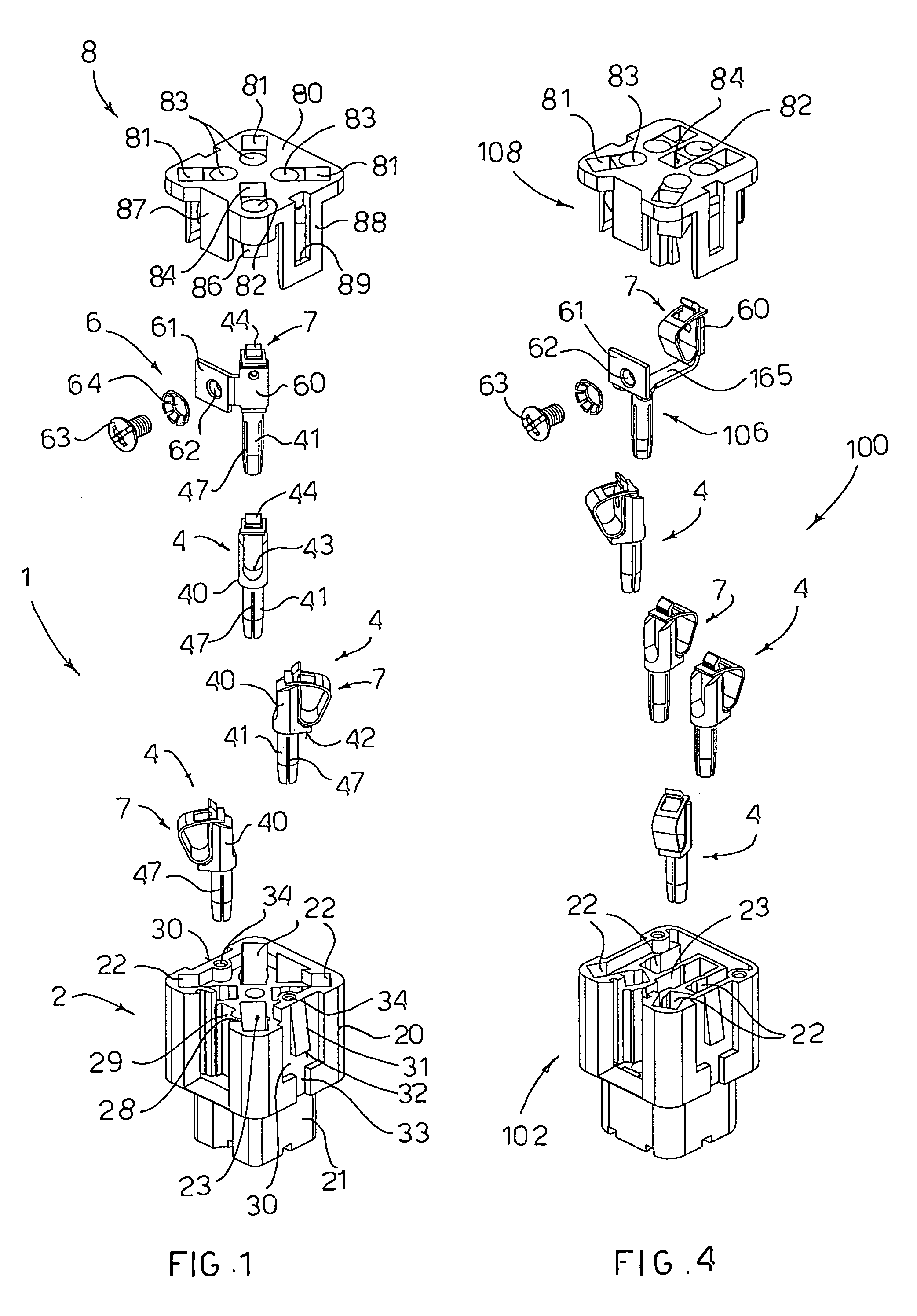 Electrical connector element with rewirable spring contacts