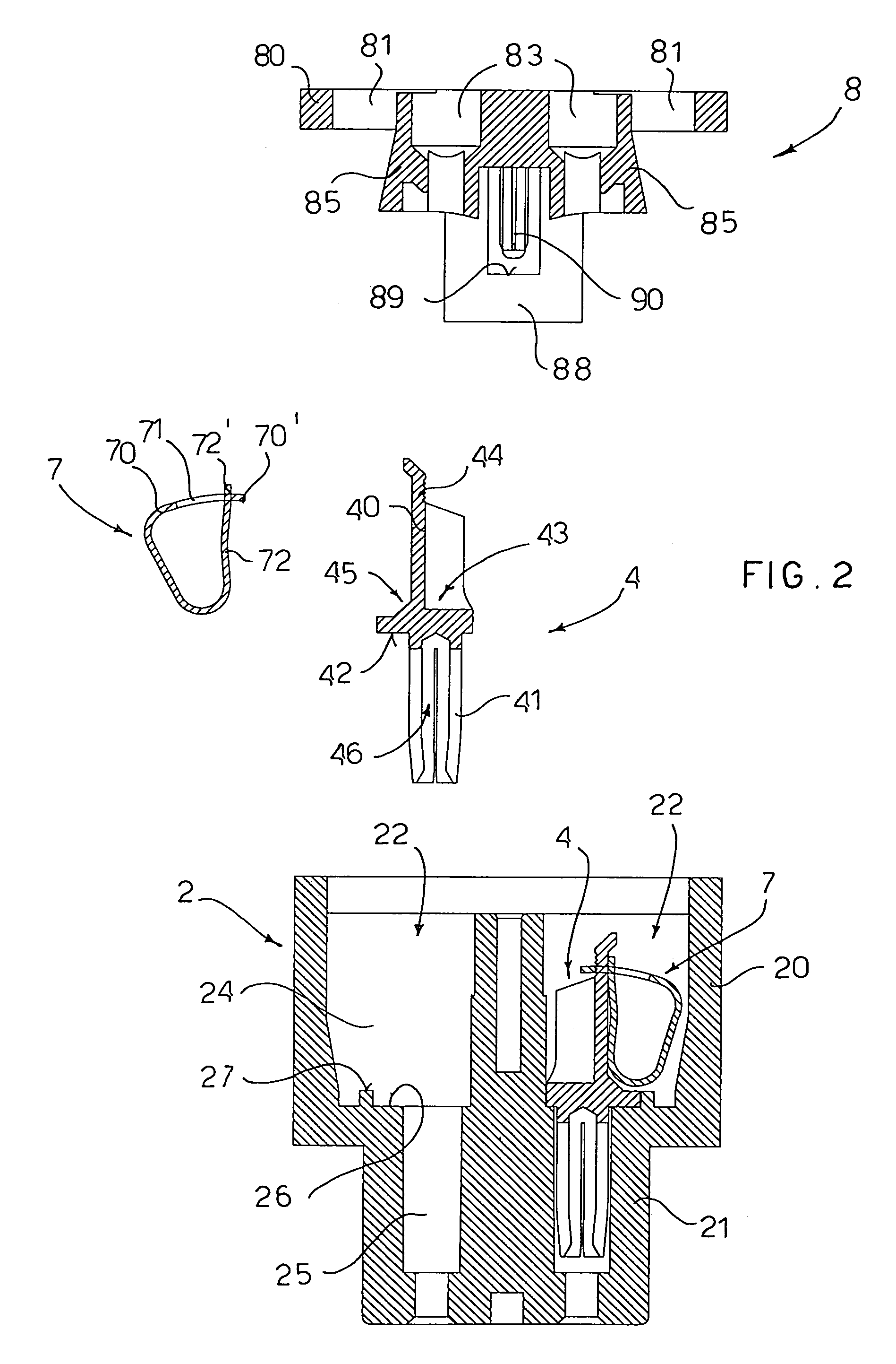 Electrical connector element with rewirable spring contacts