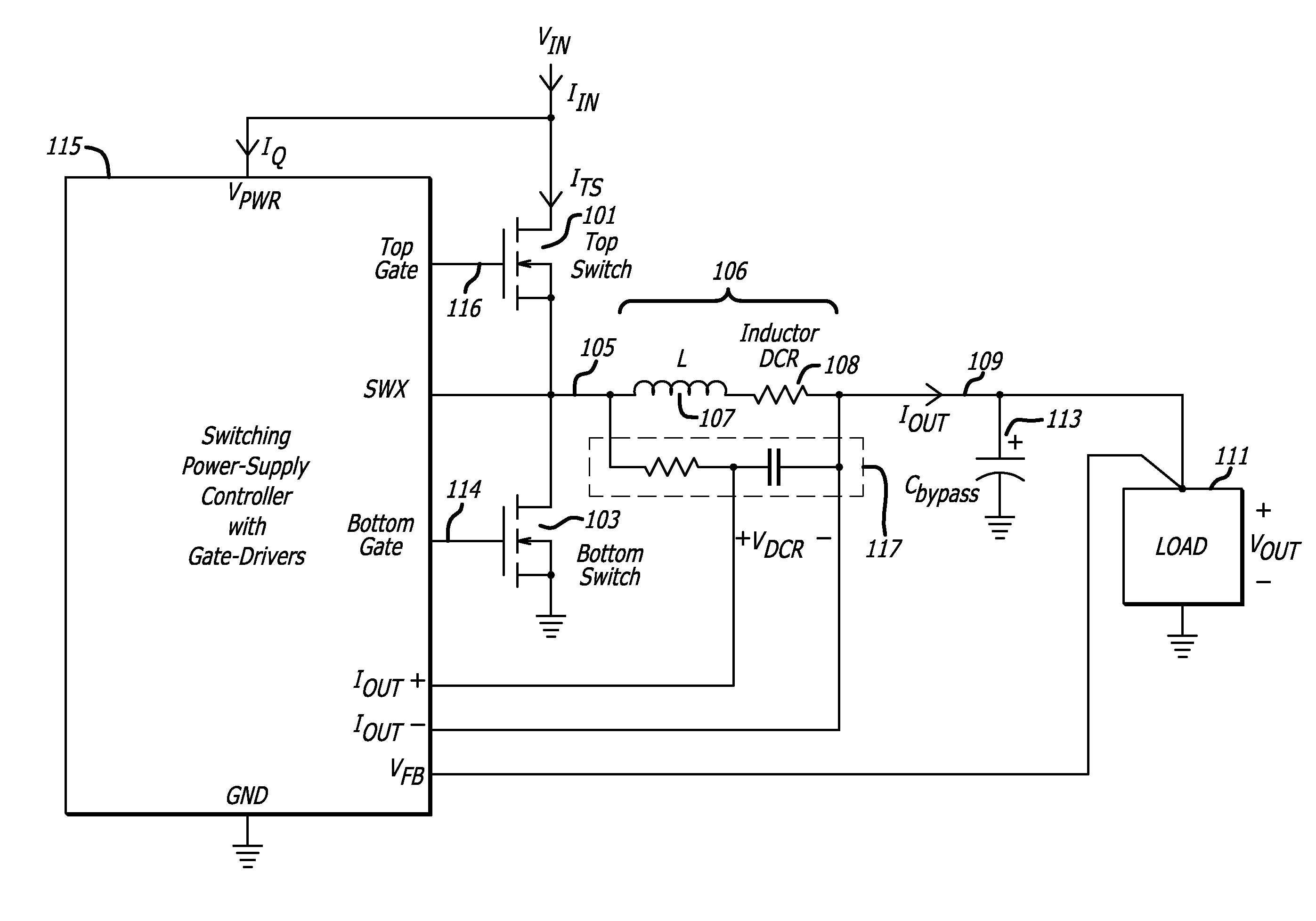 Efficiency measuring circuit for dc-dc converter which calculates internal resistance of switching inductor based on duty cycle