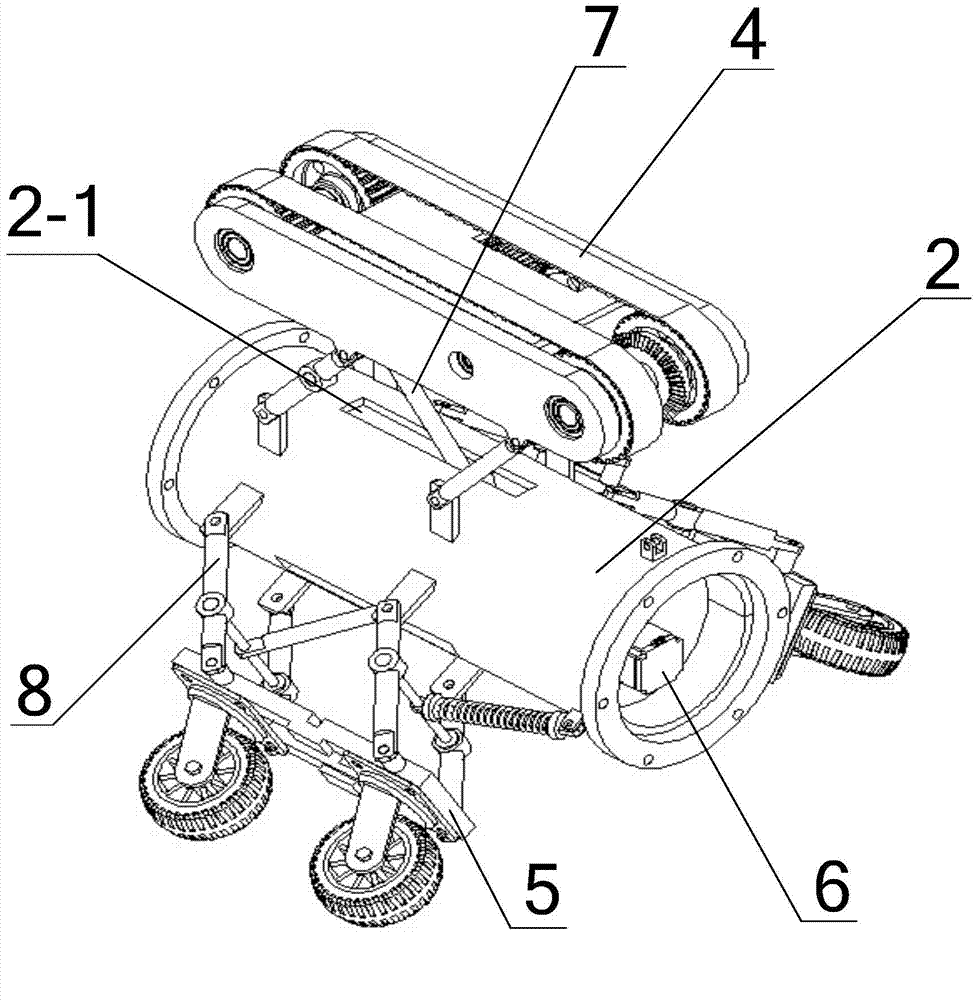 Wheel and crawler compounding radial adjustable pipeline robot