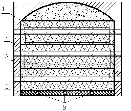Tailing cemented and filled retaining wall device under mine