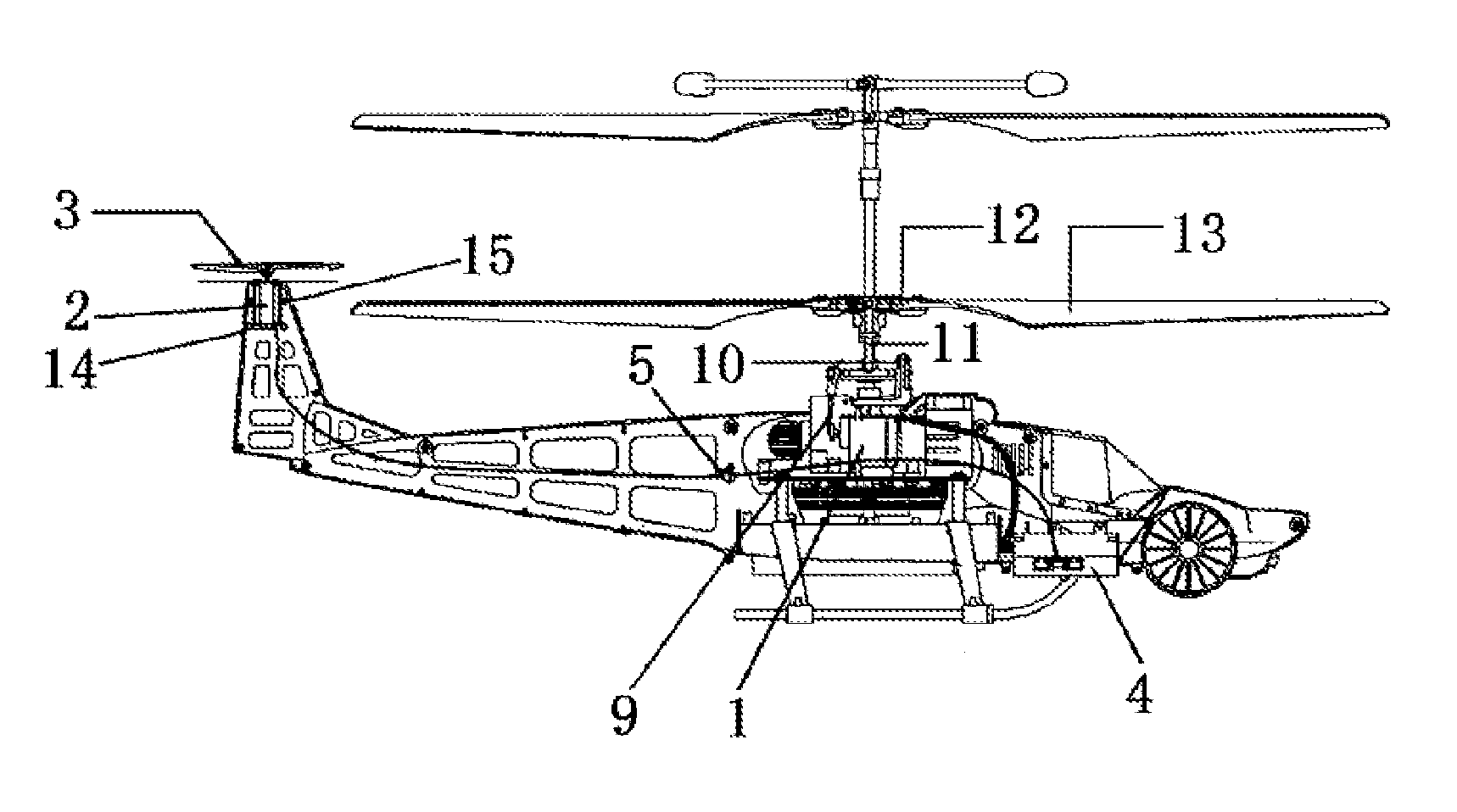 Linkage device for remote control model helicopter with coaxial and counter rotating double-propeller