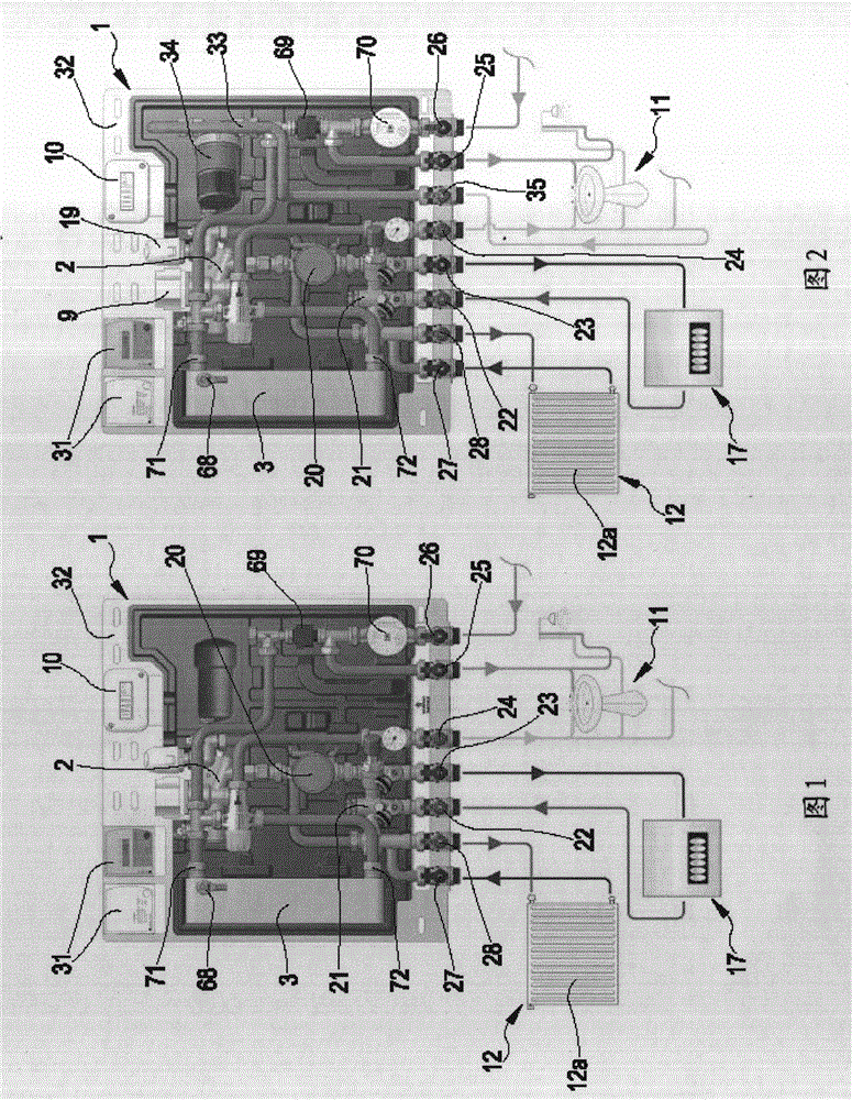 Devices for distributing heating water