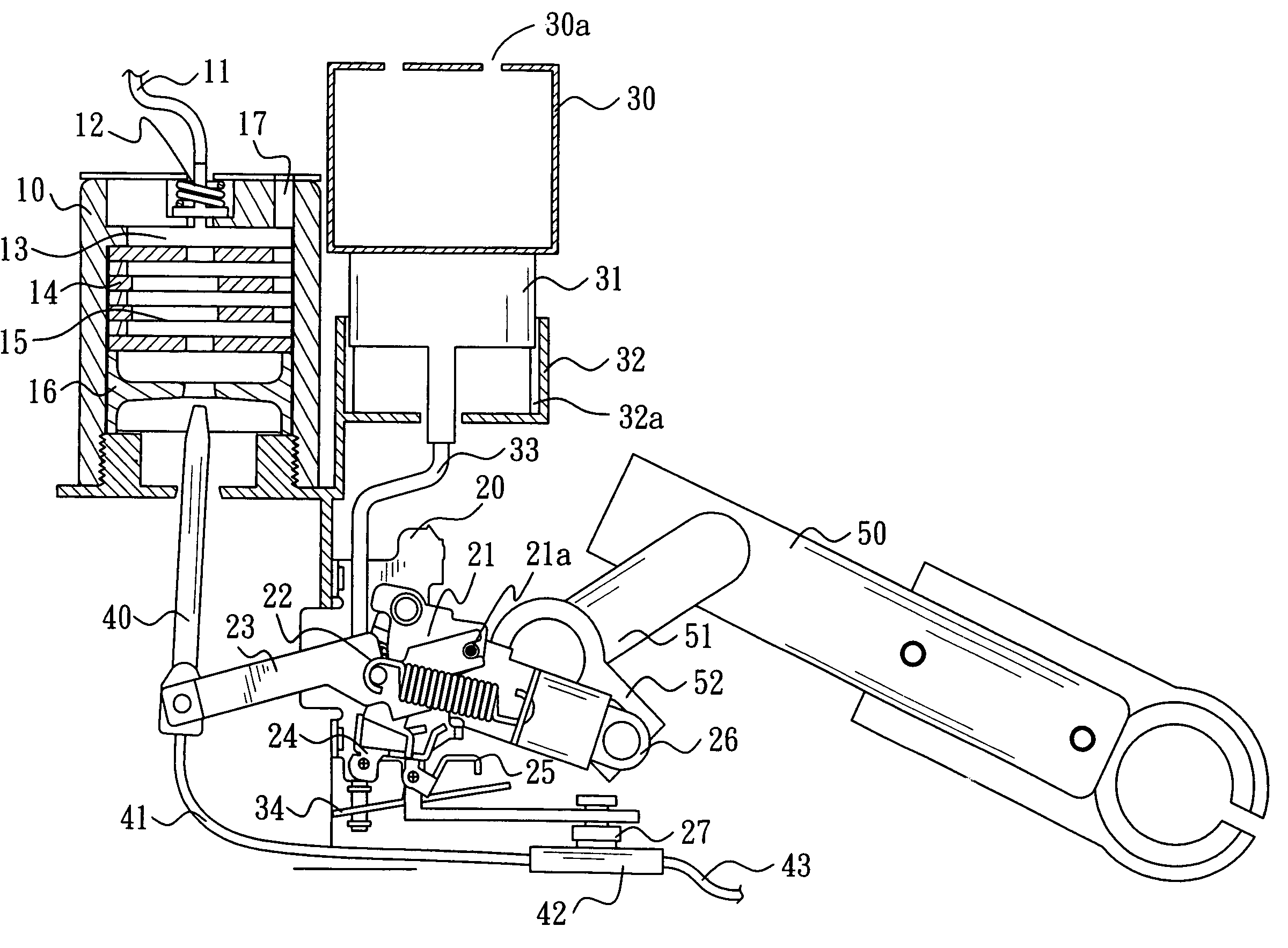 Oil-immersed and high-pressure tripping switch structure