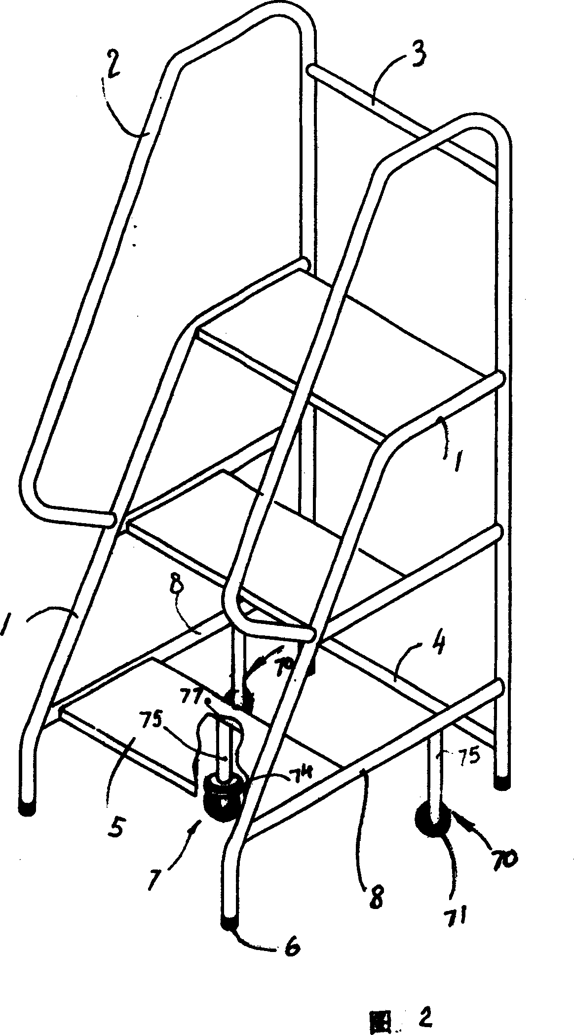 Handcart ascending frame