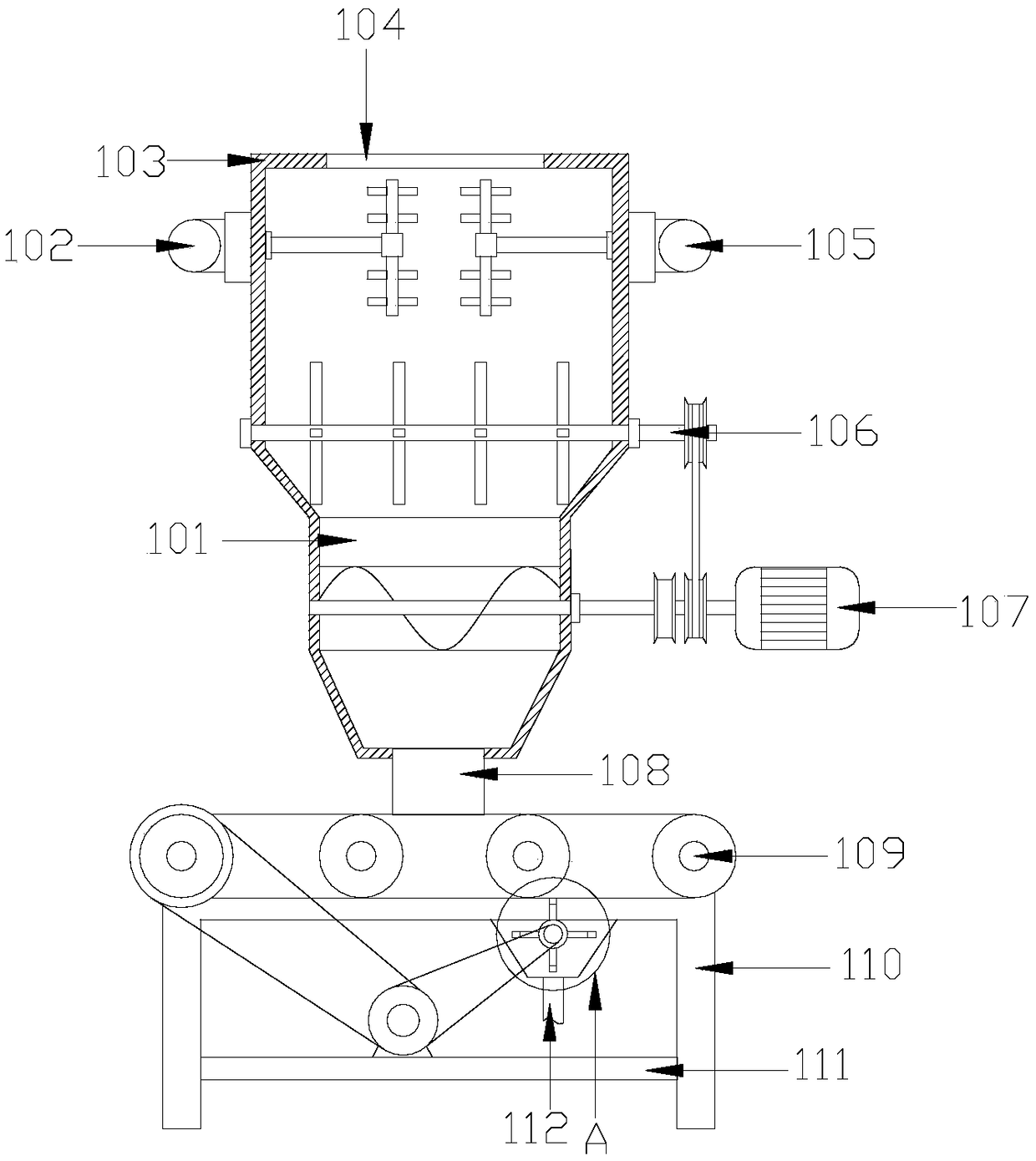 Fodder vibration discharging and transmitting device