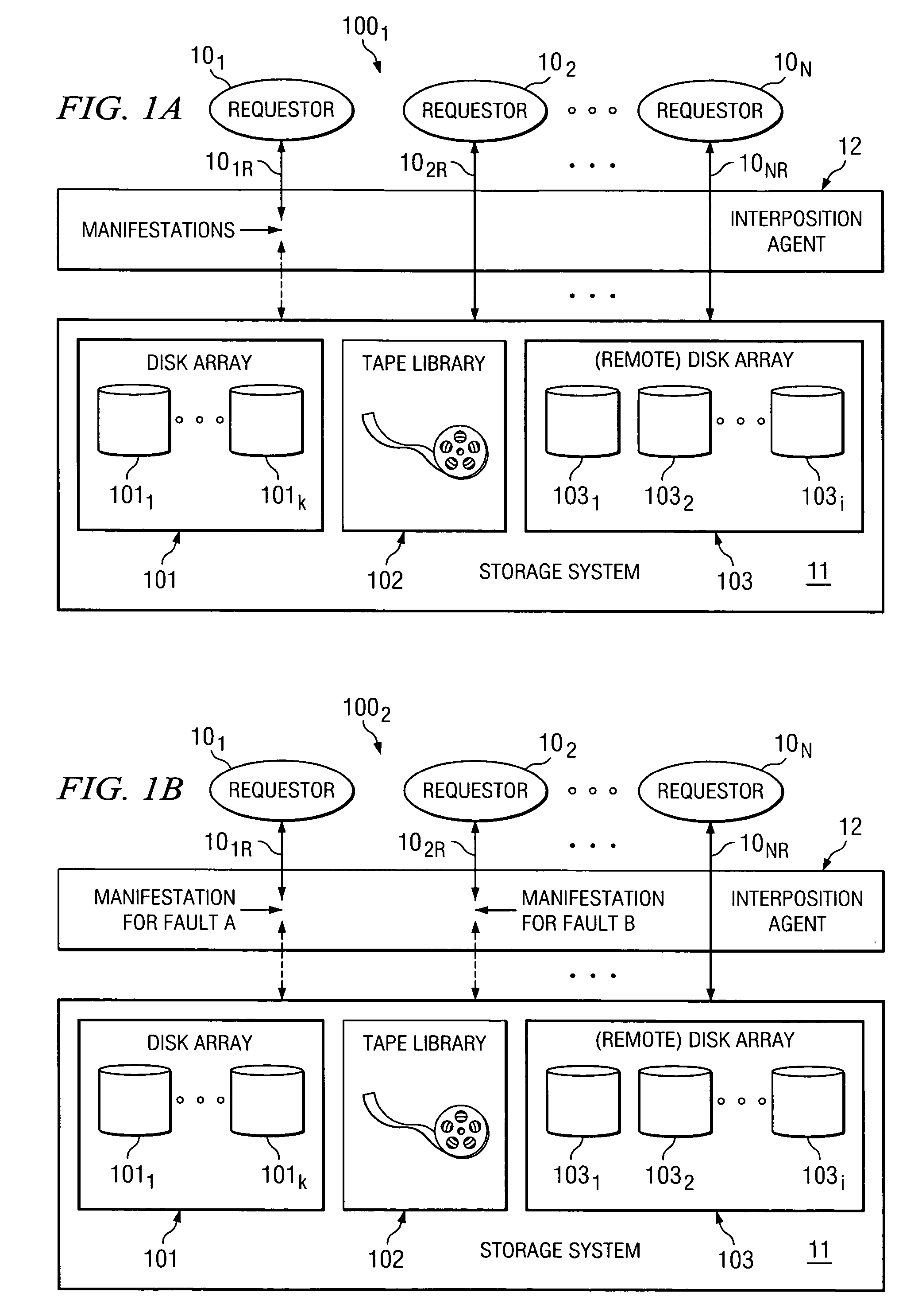 System and method for interposition-based selective simulation of faults for access requests to a data storage system
