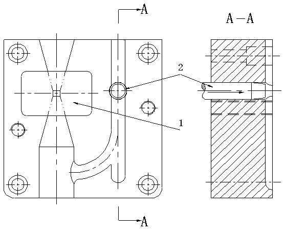 Water-assisted (co-injection) injection mold for complex-formed tube and stick plastic parts