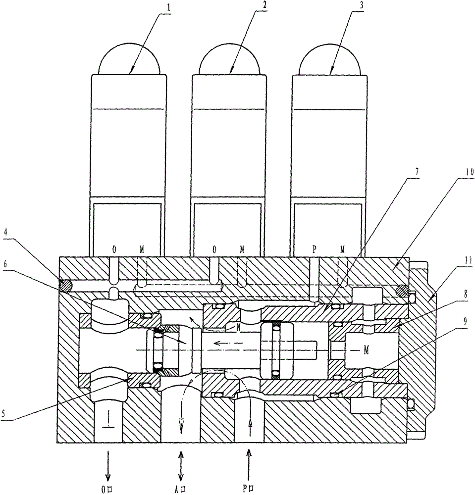 High-oil-pressure and large-drift-diameter combined reversing valve for electric high-voltage switch hydraulic mechanism