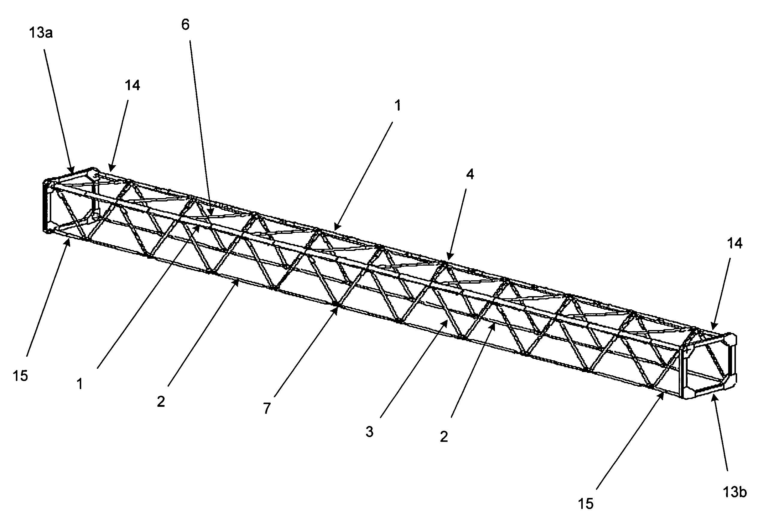 Deployable truss beam with orthogonally-hinged folding diagonals