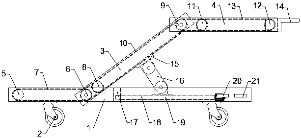 A power-assisted loading and unloading device for heavy and fragile express mail
