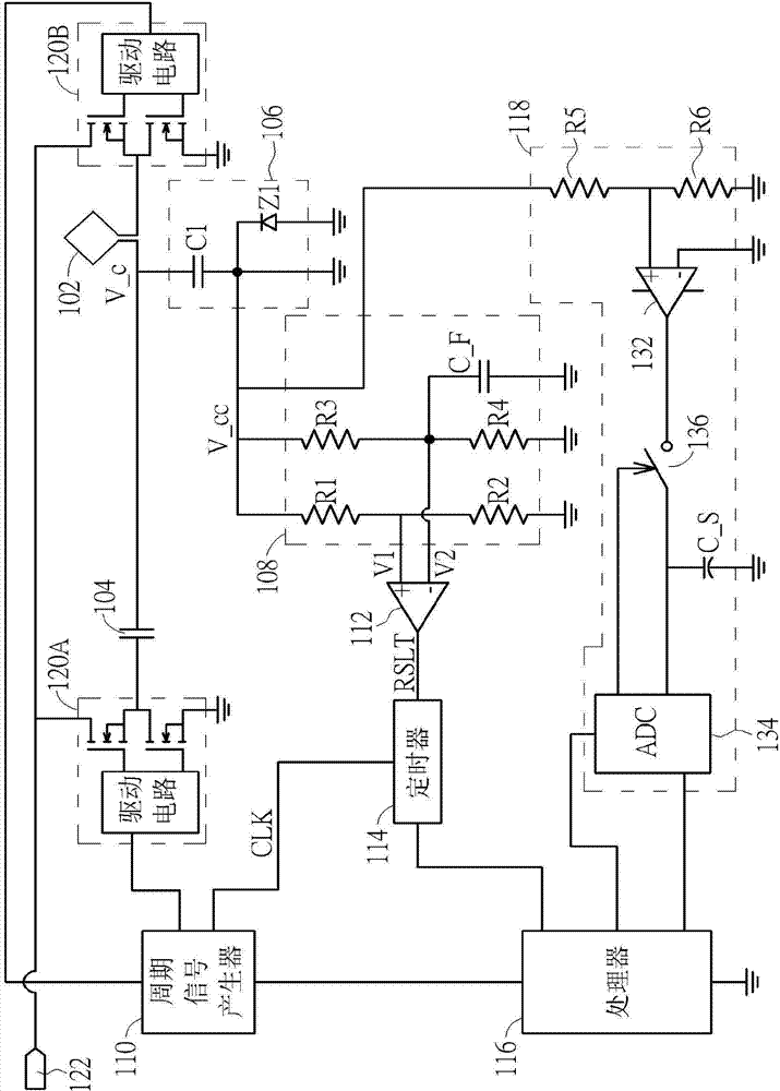 Supplying-end module of induction type power supply system and voltage measurement method thereof