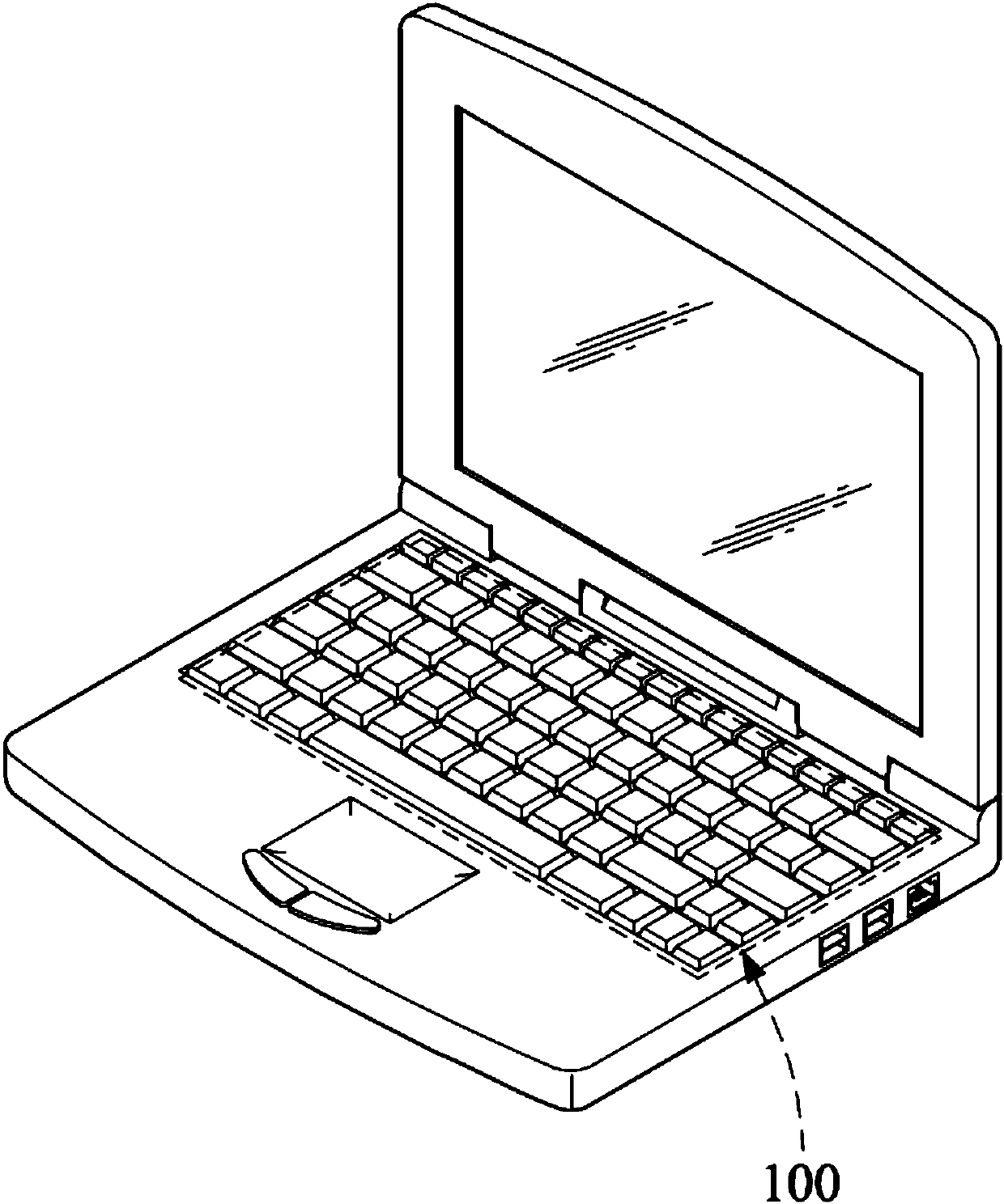 Keyboard backlighting device for portable computer