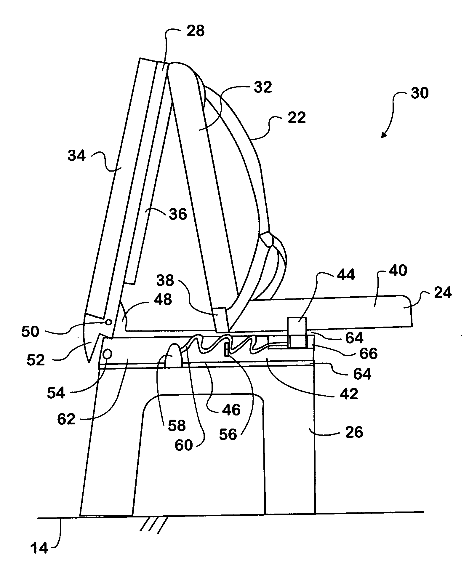 Occupant restraint passenger seat assembly with load-sensing energy absorption feature