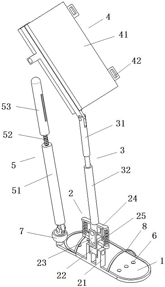Knee joint load-bearing power assisting exoskeleton device and working method thereof