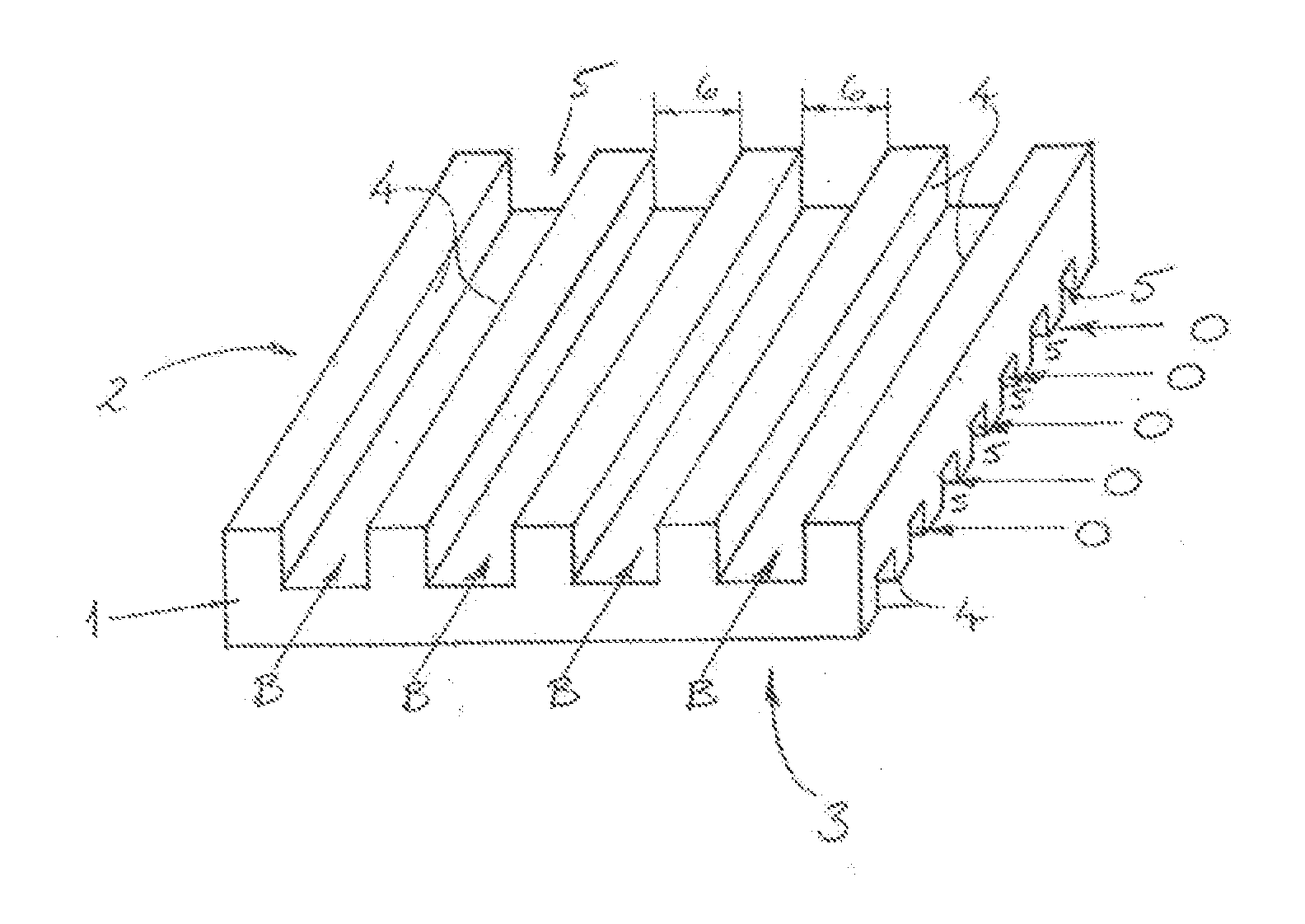 Gas transfer device and use of a structured membrane