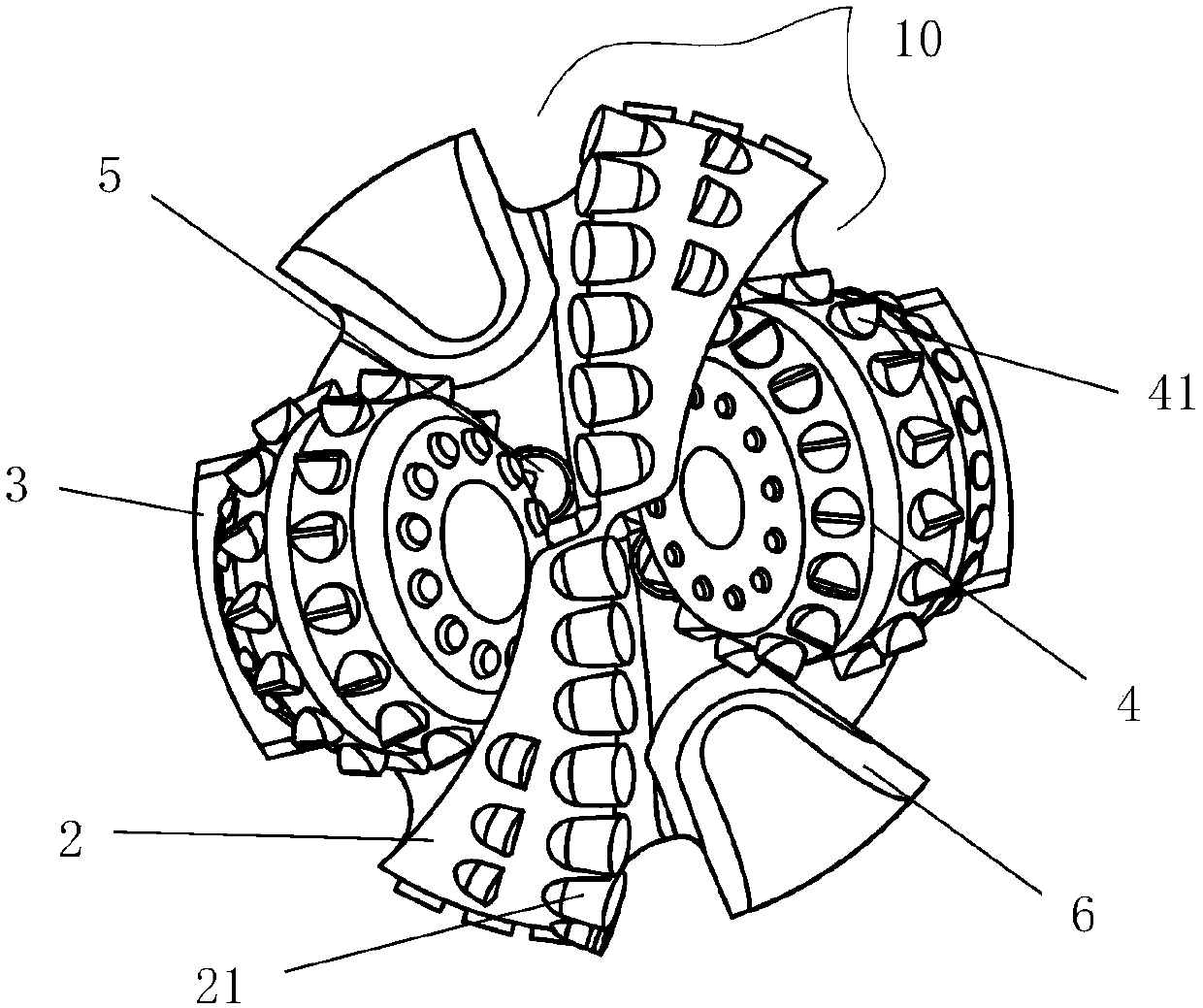 Composite diamond drill bit with fixed buffer structure