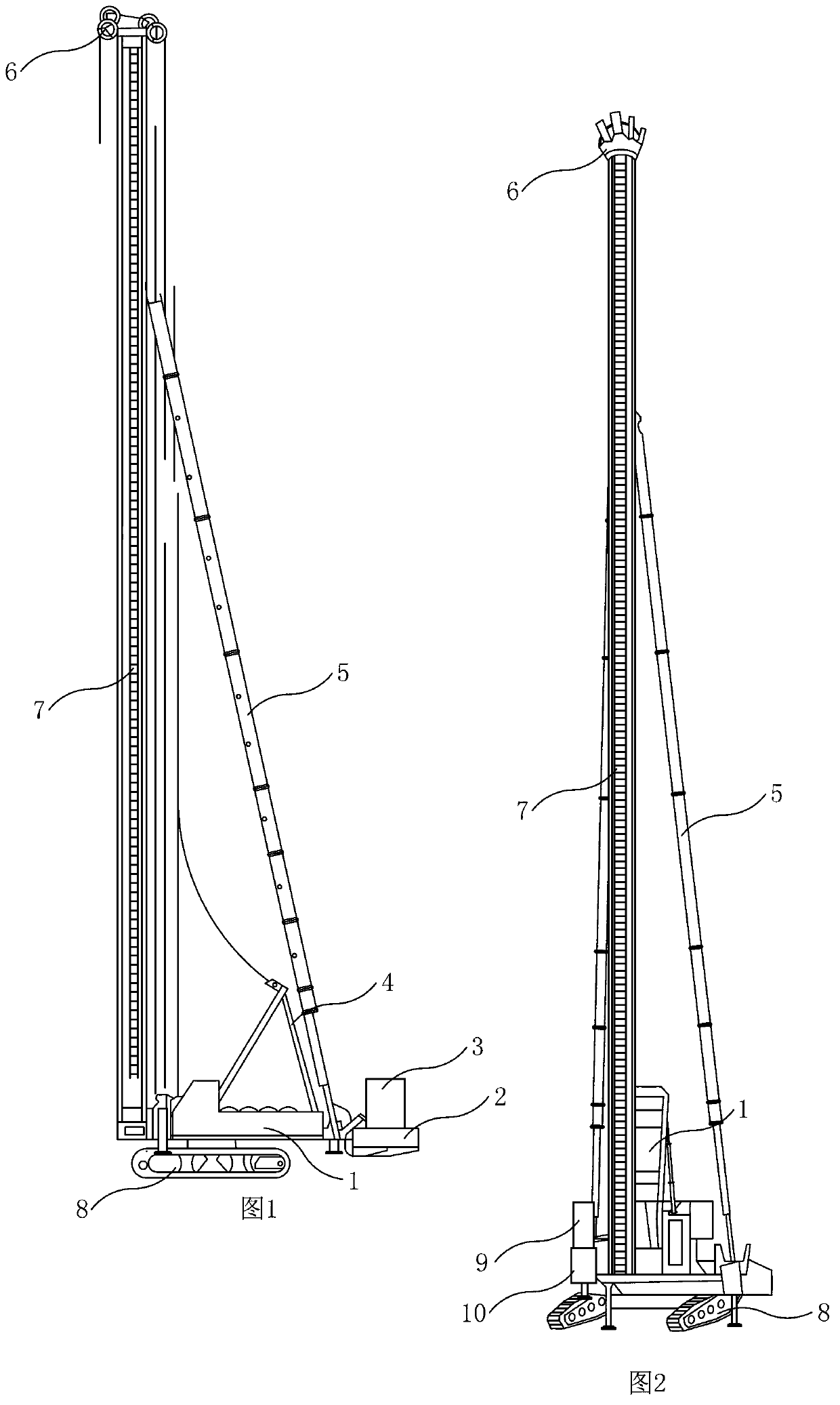 Device for drilling rock and embedding rock-socketed prestressed pipe pile by down-hole hammer and construction method of device