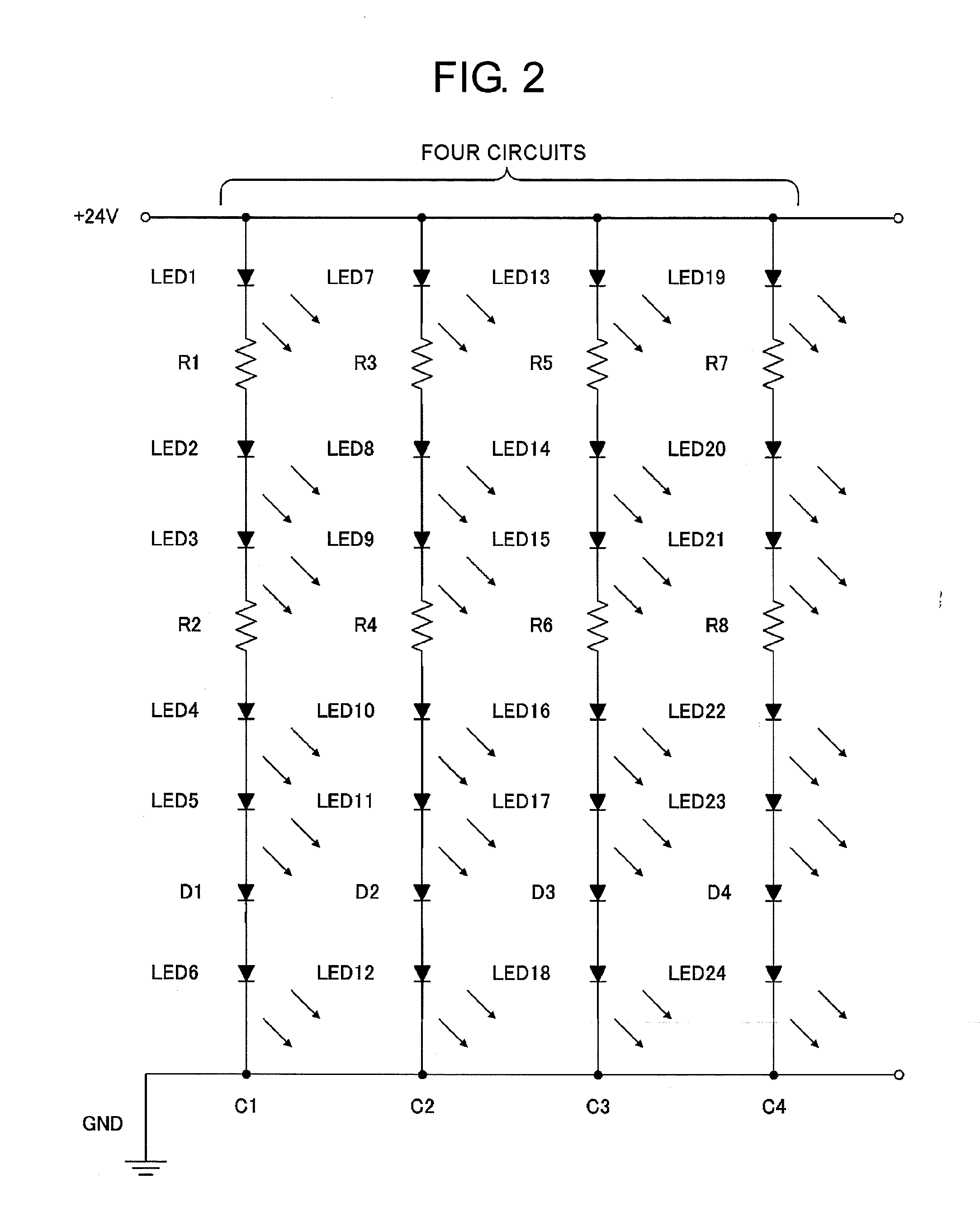 LED mounting circuit board, belt-like flexible LED light and LED illuminating device using the same