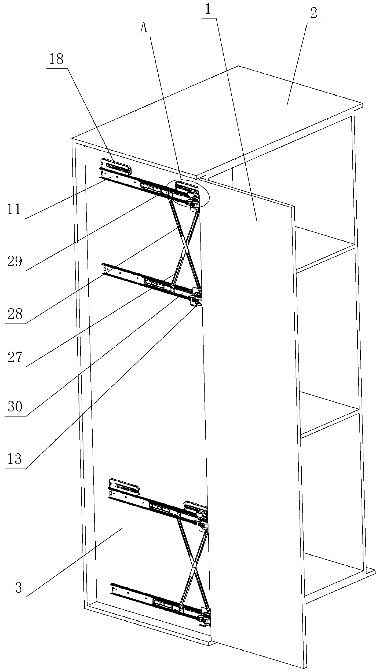 Synchronous limiting opening and closing mechanism of furniture rotary sliding door