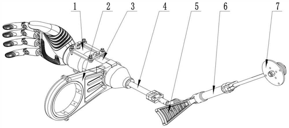 Prosthetic hand support with wrist overturning freedom degree and application of prosthetic hand support