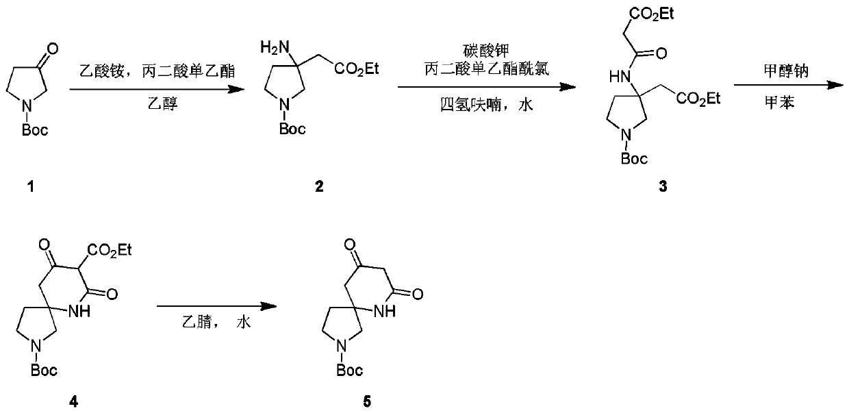 Tert-butyl-7,9-dioxo-2,6-diazaspiro[4.5]decane-2-formate preparation method