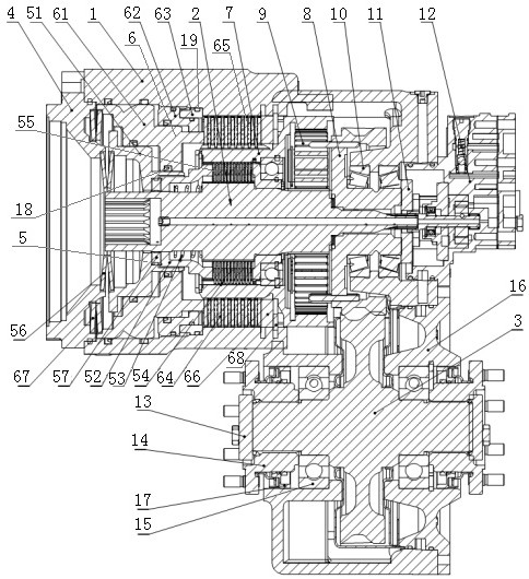 Power shift gearbox for wheel excavator