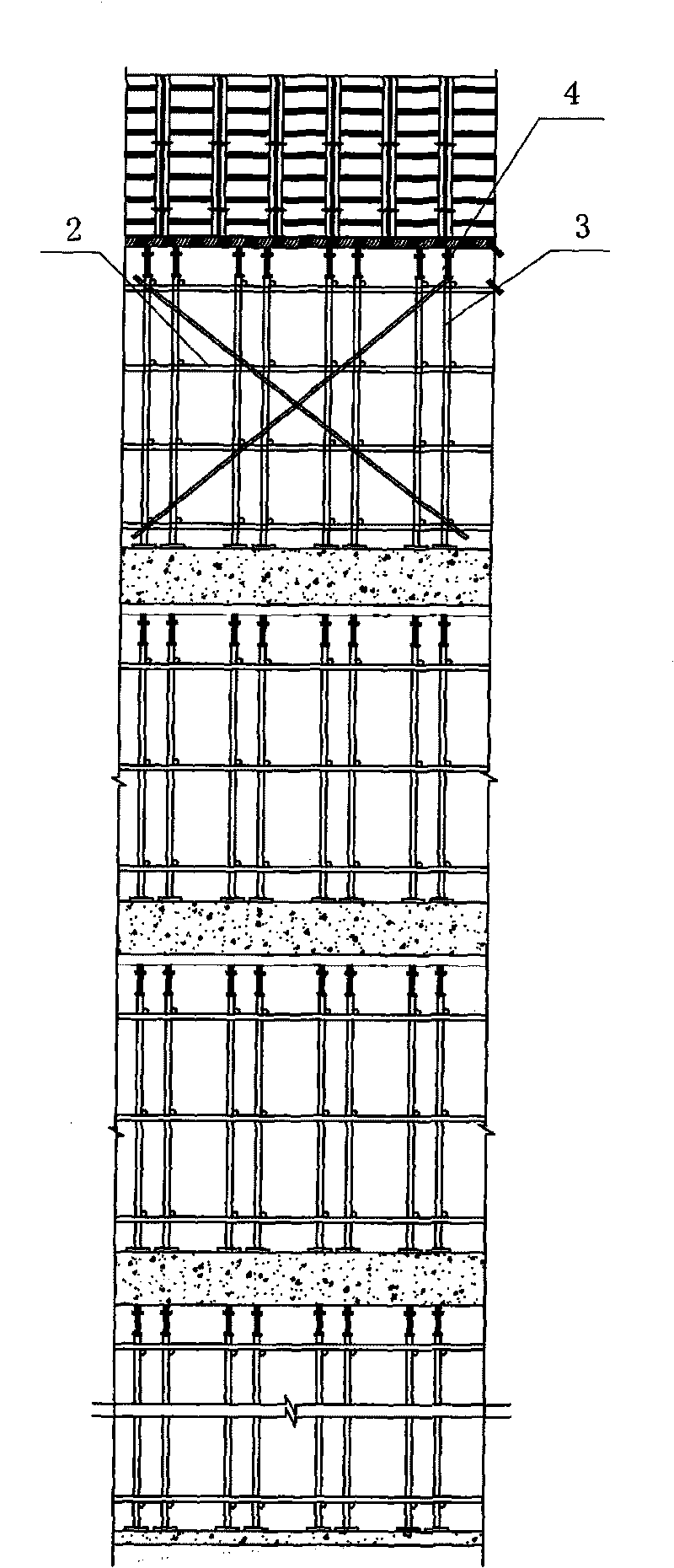 Supporting structure of beam type conversion layer template and method for strengthening substructure