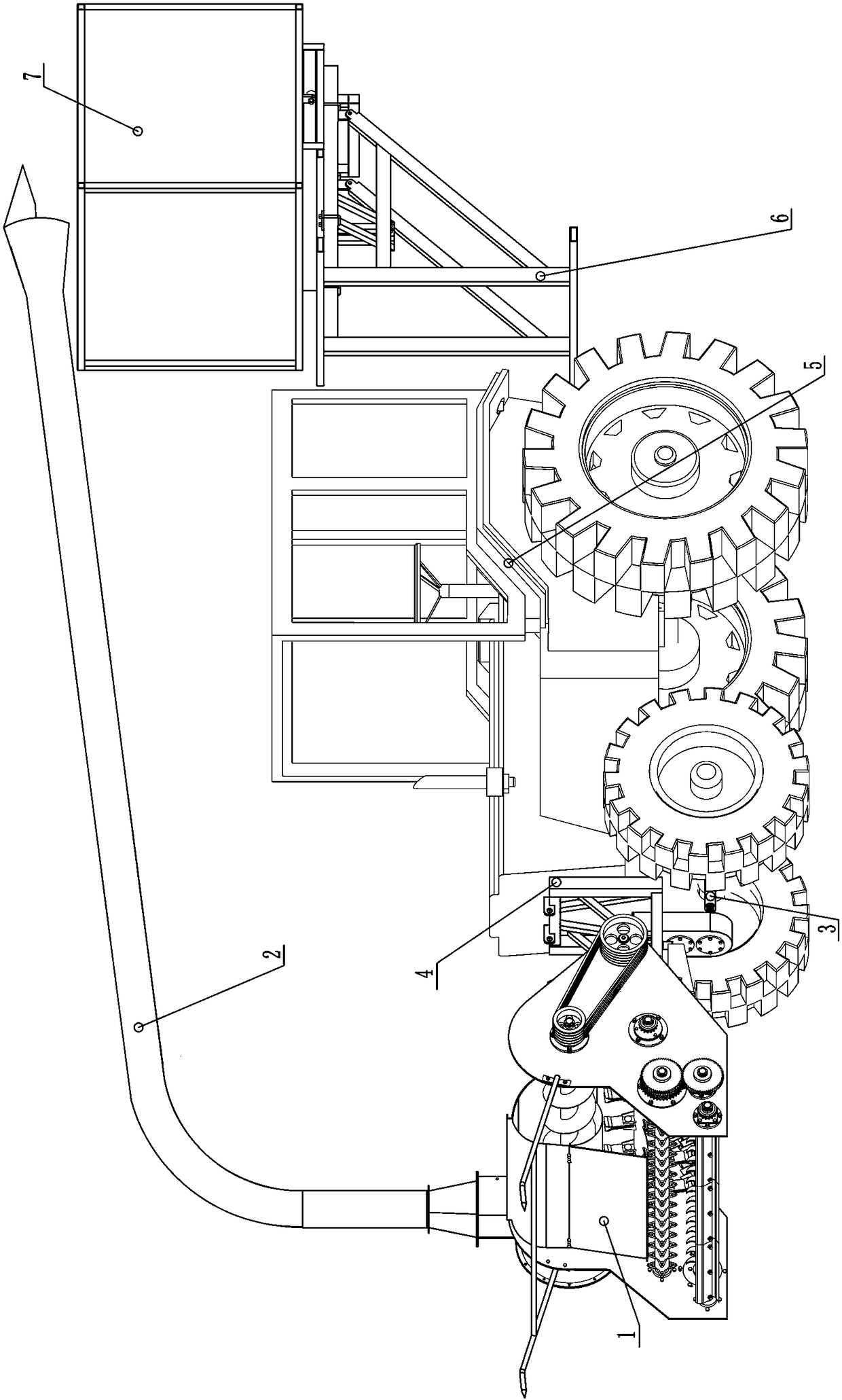 Feeding mechanism of crop harvesting machine and piggyback straw feed harvester