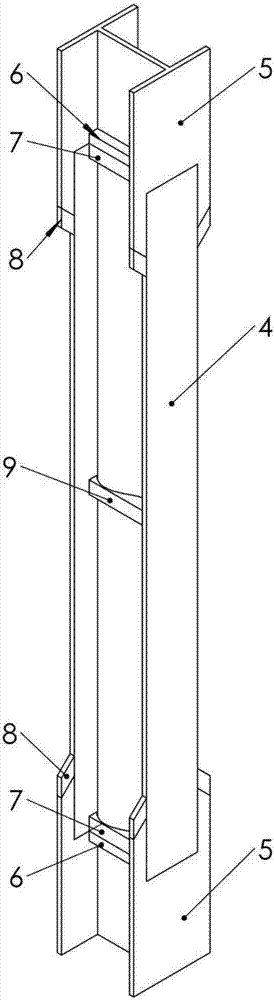 Buckling restraint support for pieces of corrugated web H-shaped steel