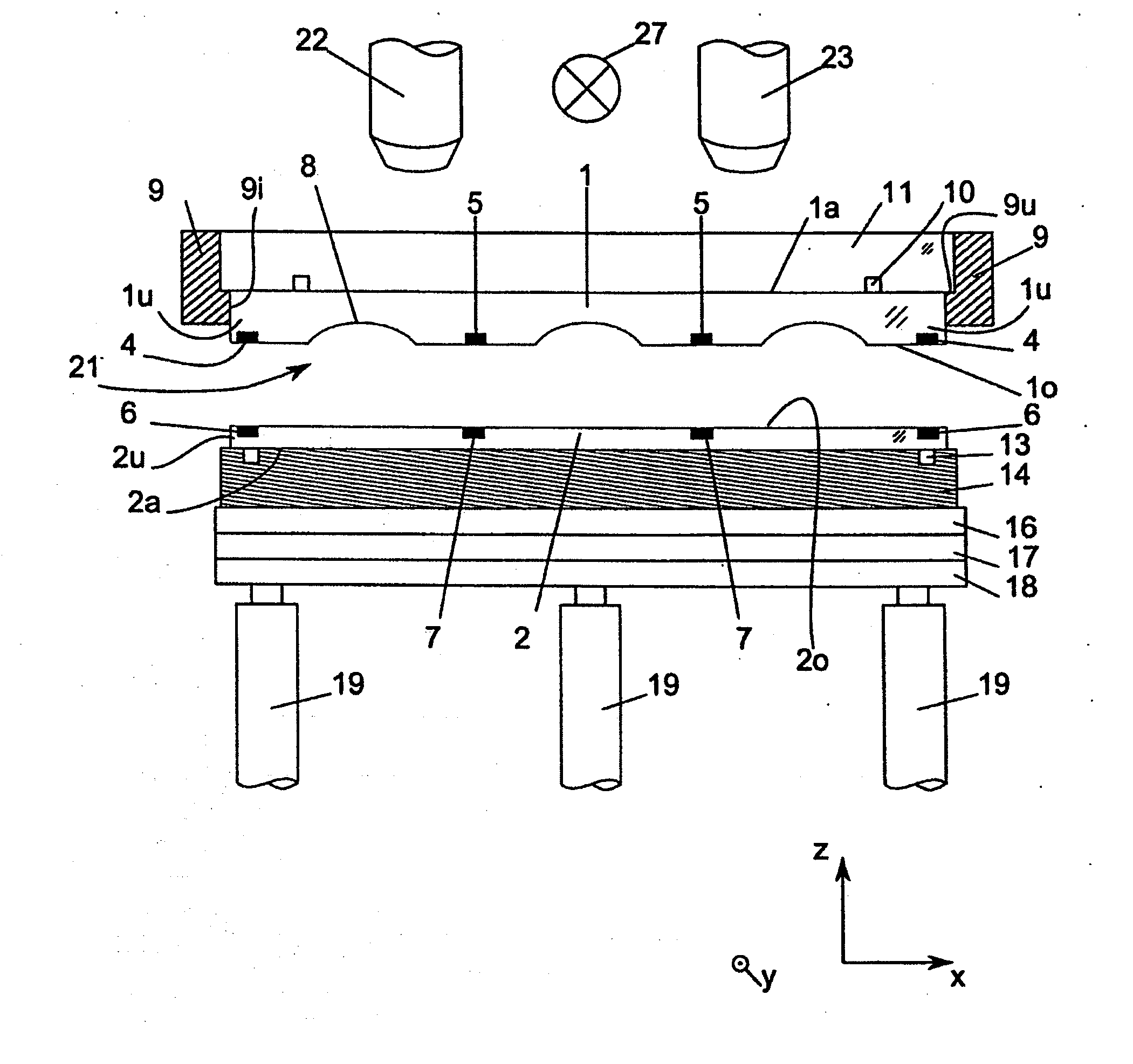 Method and device for producing a lens wafer