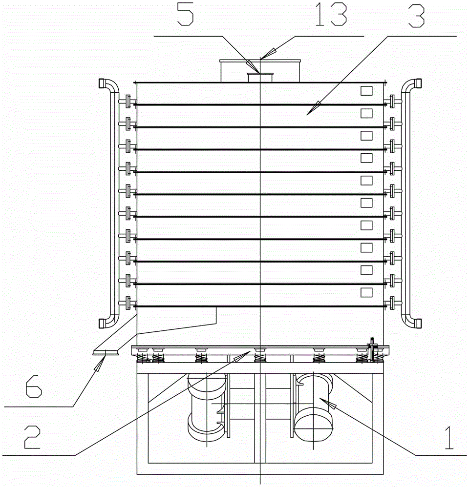 A vibrating disc dryer with turbulence function