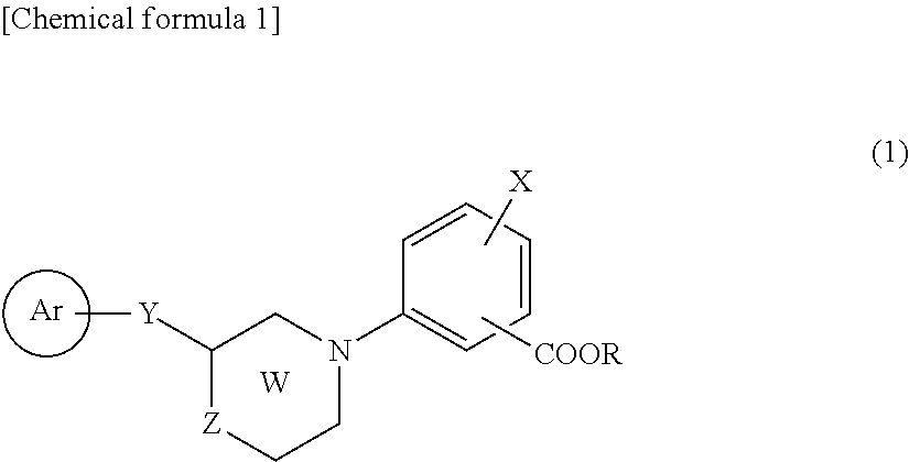 Cyclic amino benzoic acid derivative