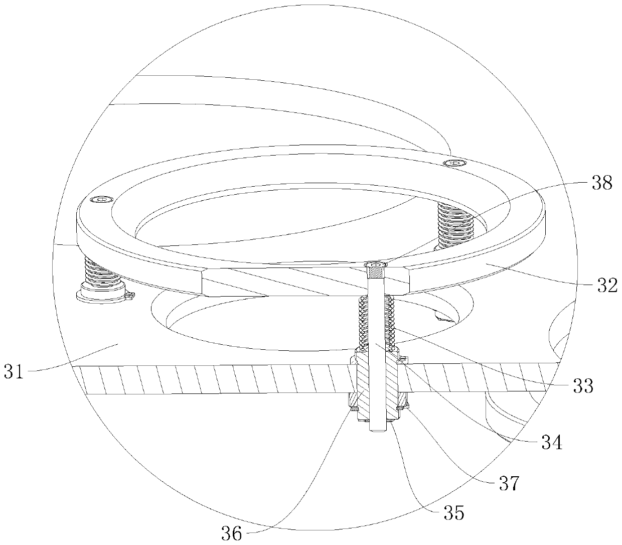 Elastic bearing device and agricultural product packaging machine