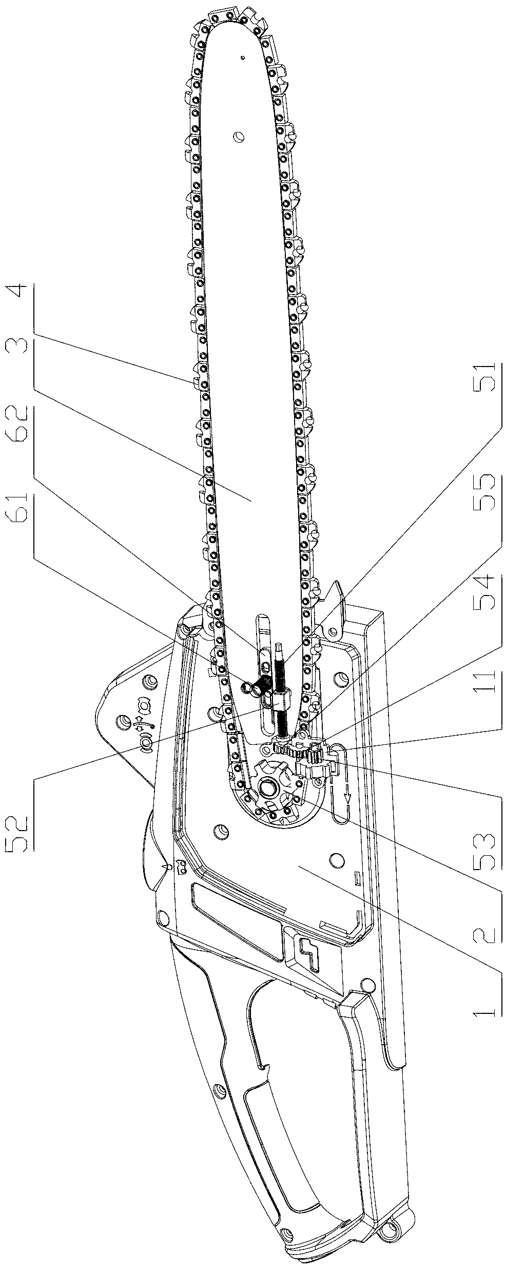 Electric chain saw chain tightness adjusting device