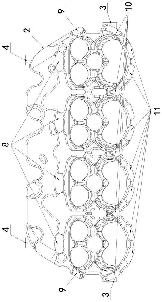 A double-layer water jacket structure of a cylinder head for a cross-flow cooling engine