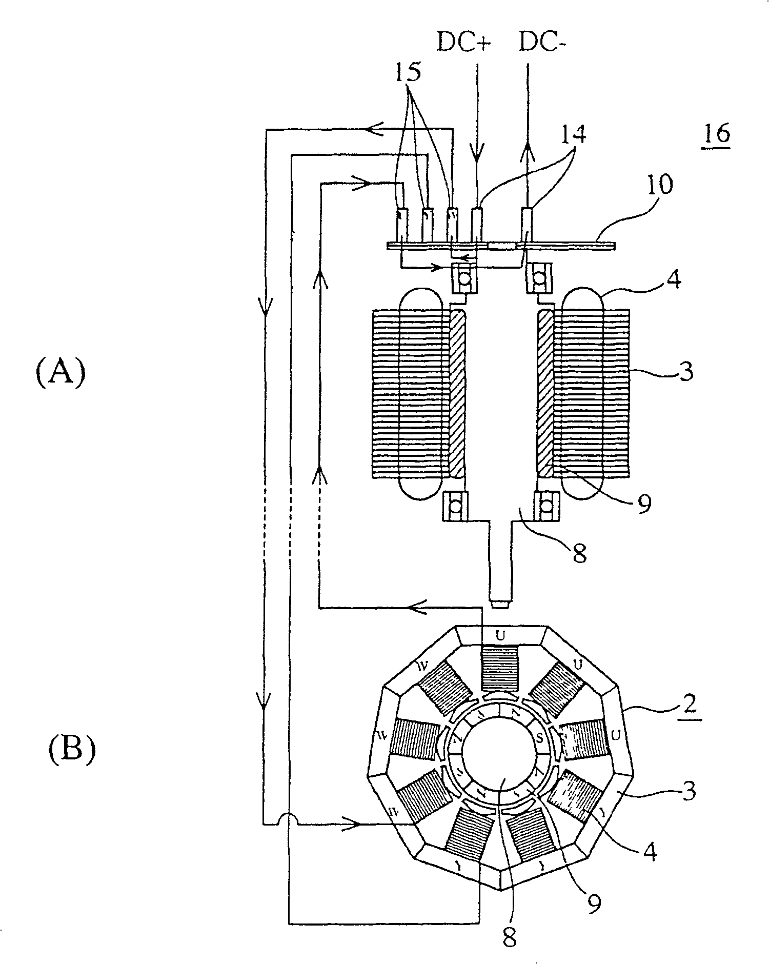DC motor power-on device and valve device using the same