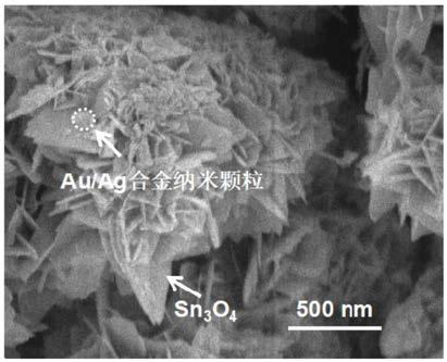 Preparation method of Au/Ag co-modified Sn3O4 nano composite photocatalytic material