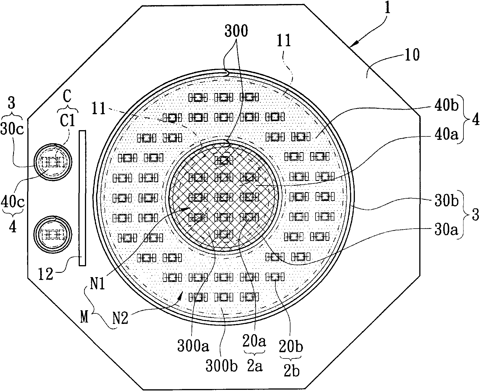 Light-mixing-type polycrystalline packaging structure