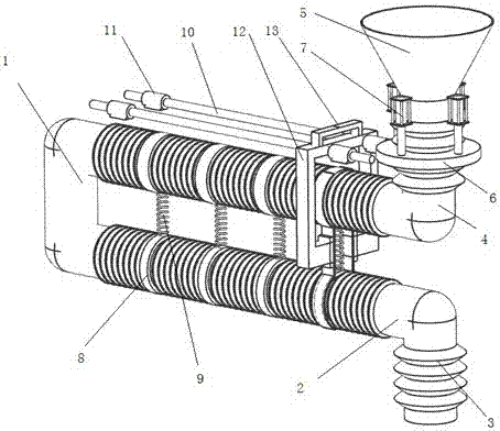 A device for deodorizing and dredging public pipelines that simulates the peristalsis of the human gastrointestinal tract