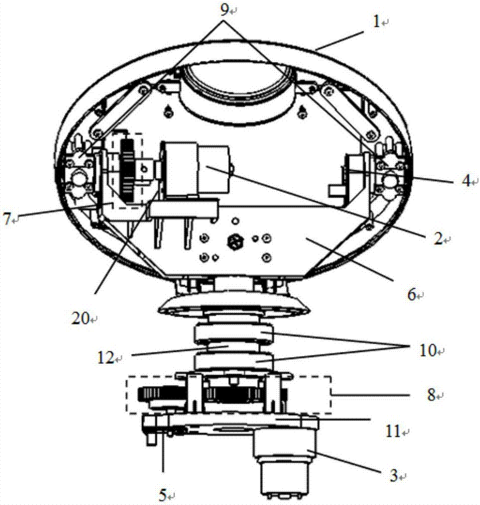 Robot head rotating mechanism
