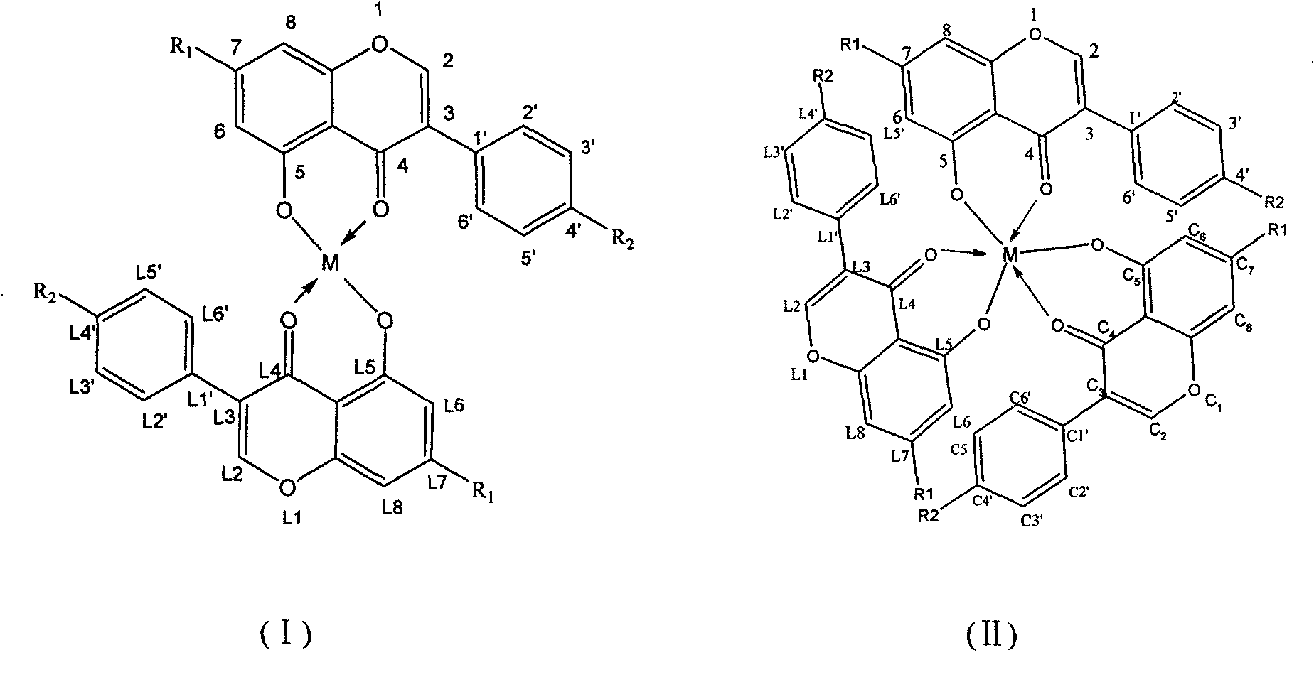 Method for preparing isoflavone metal complexes and anti-tumor medical application