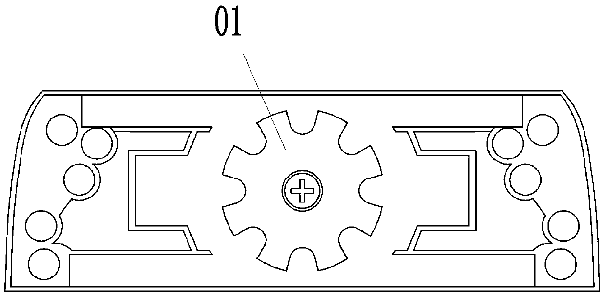 Large-stroke handle with sector gear