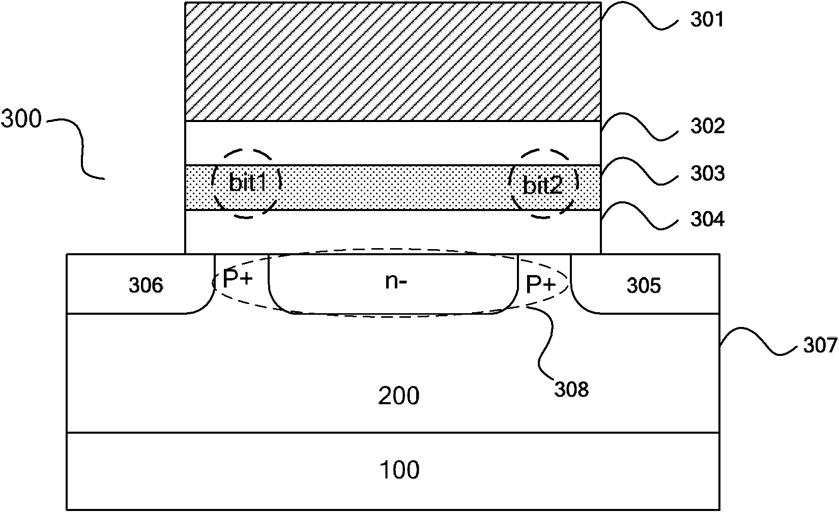 Trapped charge capture type flash memory array structure and operation method thereof